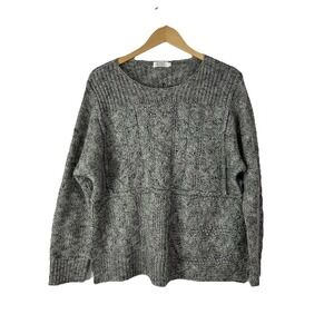 Masai Sweater Womens Large Gray‎ Chunky Knit Wool Mohair Blend Long Sleeve Boxy